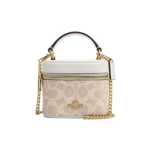 COACH Coated Canvas Crossbody Handbags Mini Women
s Gold Sand And Chalk