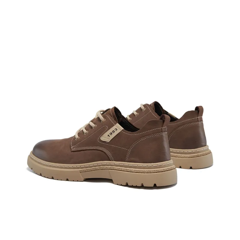 ST&SAT Men's Casual Shoes Men Low Top Yellow/Coffee-11