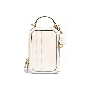 COACH Leather Camera Bag, Cell Phone Pouch, Portable Crossbody Bag, Shoulder Bag Mini Women's Chalk White
