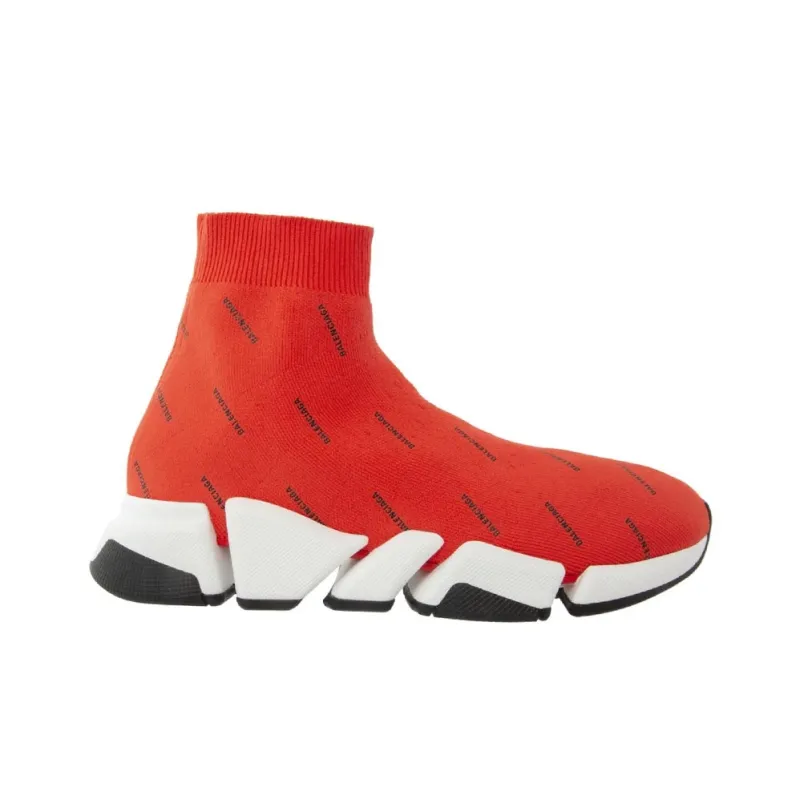 Balenciaga Speed 2.0 High Top Casual Shoes Men's Red-2