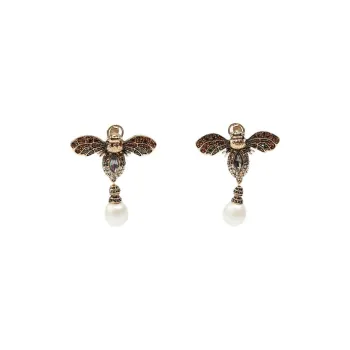 ZARA Metal Artificial Pearl Zinc Acrylic Glass Brass Steel Titanium Earrings Women's Gold