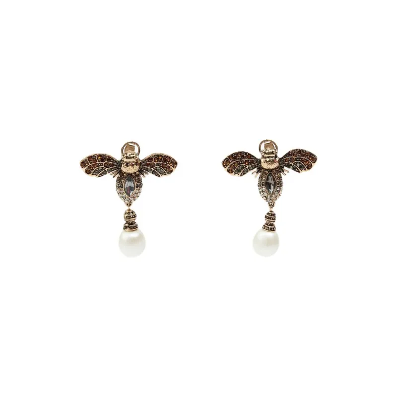 ZARA Metal Artificial Pearl Zinc Acrylic Glass Brass Steel Titanium Earrings Women's Gold-0