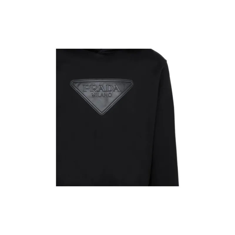 PRADA Logo Leather Patch Hoodie-6