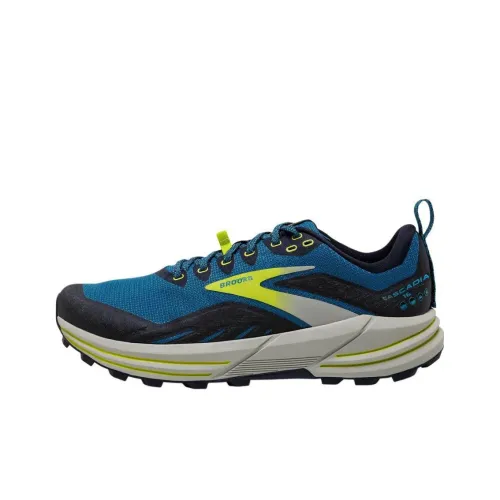 Brooks Cascadia 16 Anti-Slip Wear-Resistant Low-Top Casual Running Shoes Men's Blue Black