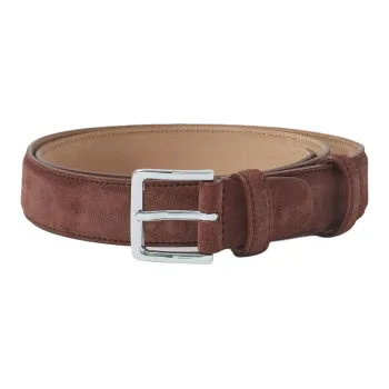 MR P Suede Cow Leather Suede Leather Belts Men's Brown Width: 3CM