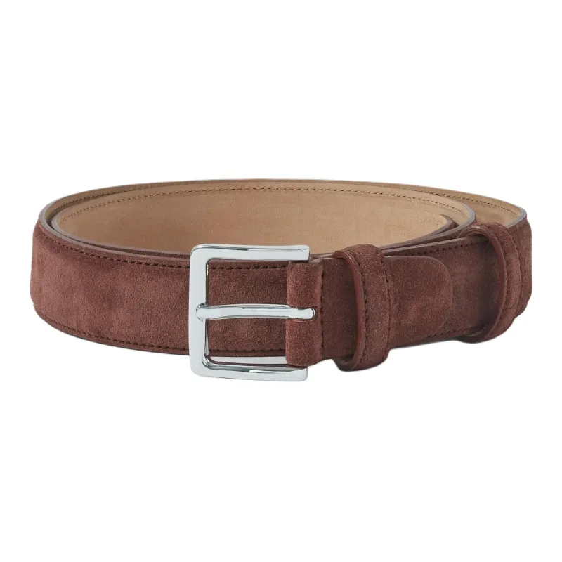 MR P Suede Cow Leather Suede Leather Belts Men's Brown Width: 3CM-0
