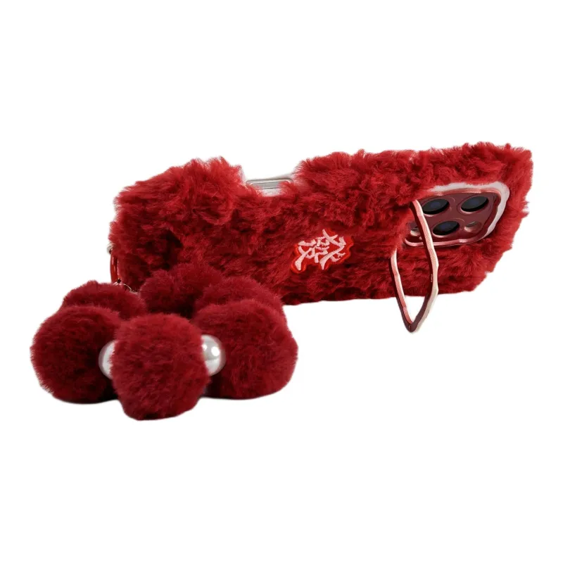 Wei Xin Plush Material Plush Embroidered Hair Phone Cases Compatible With IPhone 16/15 Pro Max/Apple 13/14 Pro/Max-8