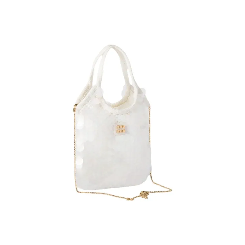 MIU MIU Ivy Cotton Shoulder Bag, Crossbody Bag, Handbag Women's White-1