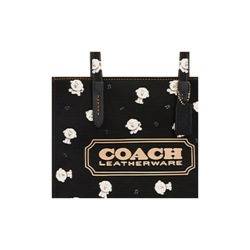 COACH Never's Family Collaboration Julia Fabric Tote Bag, Shopping Bag, Handbag, Shoulder Bag Large Size Women's Black-3