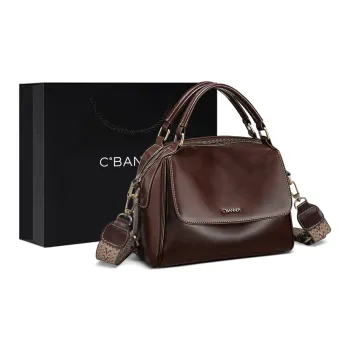 C°BANNER Cow Leather With Synthetic Leather Shoulder Bag, Crossbody Bag, Handbag Regular Women's Dark Brown