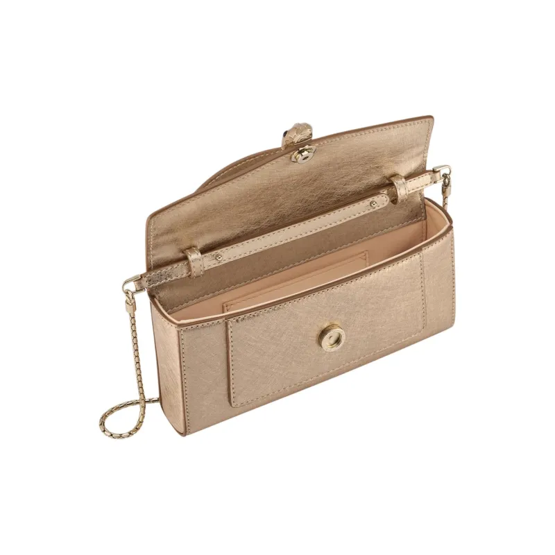 BVLGARI Calfskin One Shoulder Handbags Women's Gold-2