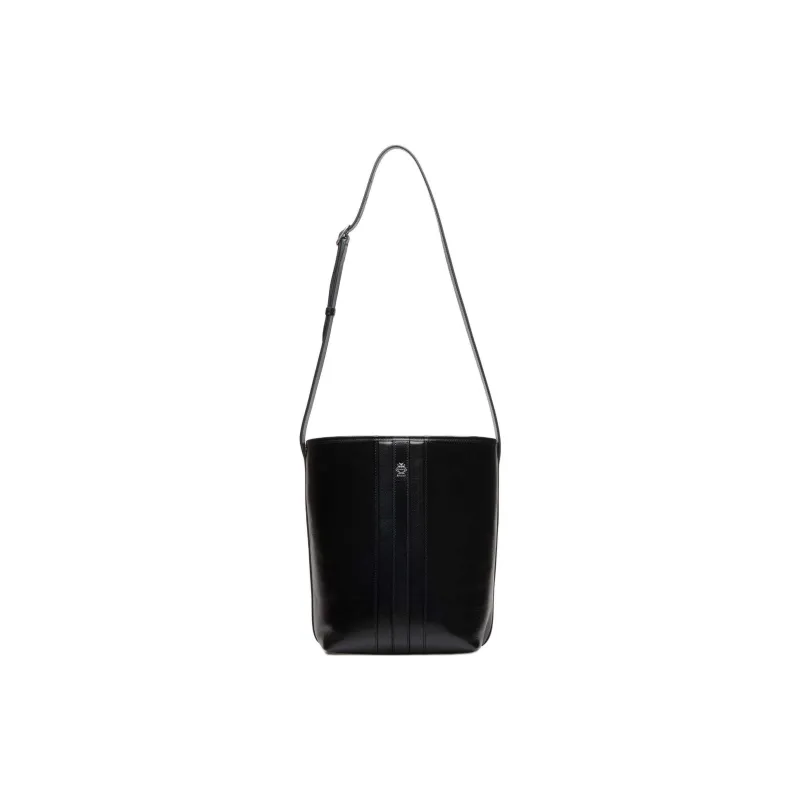 BALLY Buffalo Leather Bucket Bag, Shoulder Bag Women's Black-0