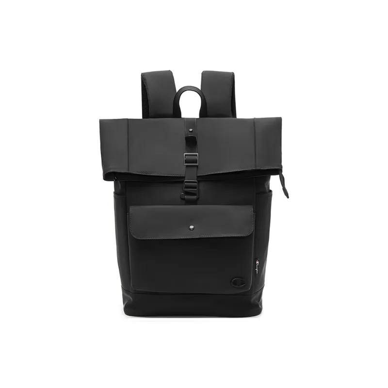 Champion Artificial Leather Backpack Large Size Unisex Black/Olive Green/Black-0