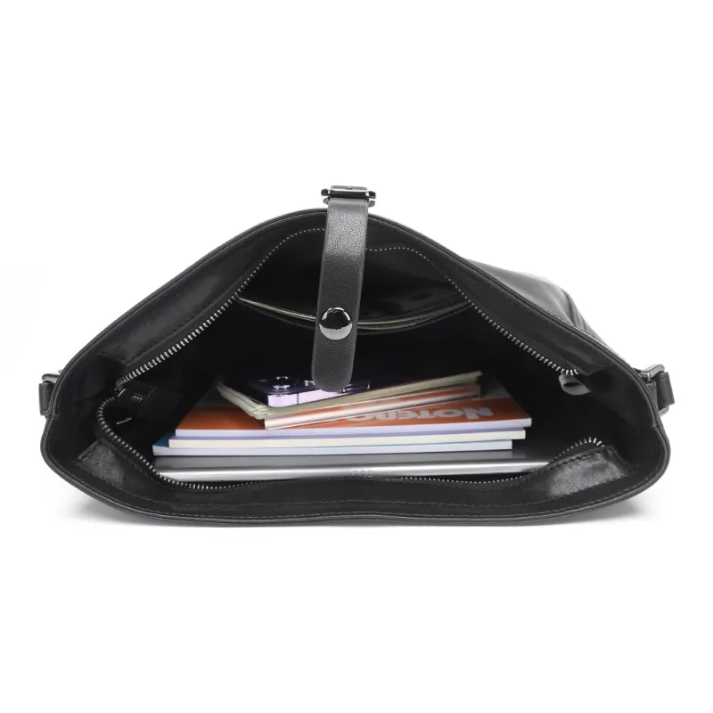 ELLE HOMME Top Grain Cow Leather Crossbody Bag Regular Men's Black-5