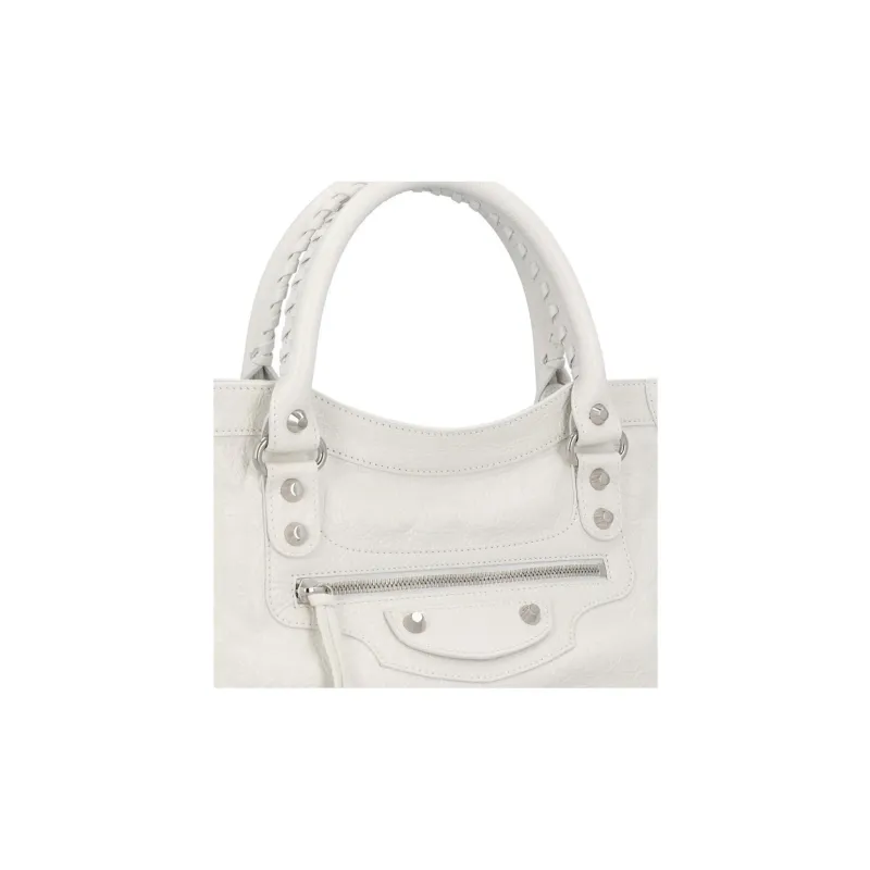 Balenciaga Le City Lambskin Shoulder Bag, Crossbody Bag, Handbag Medium Size Women's White-3