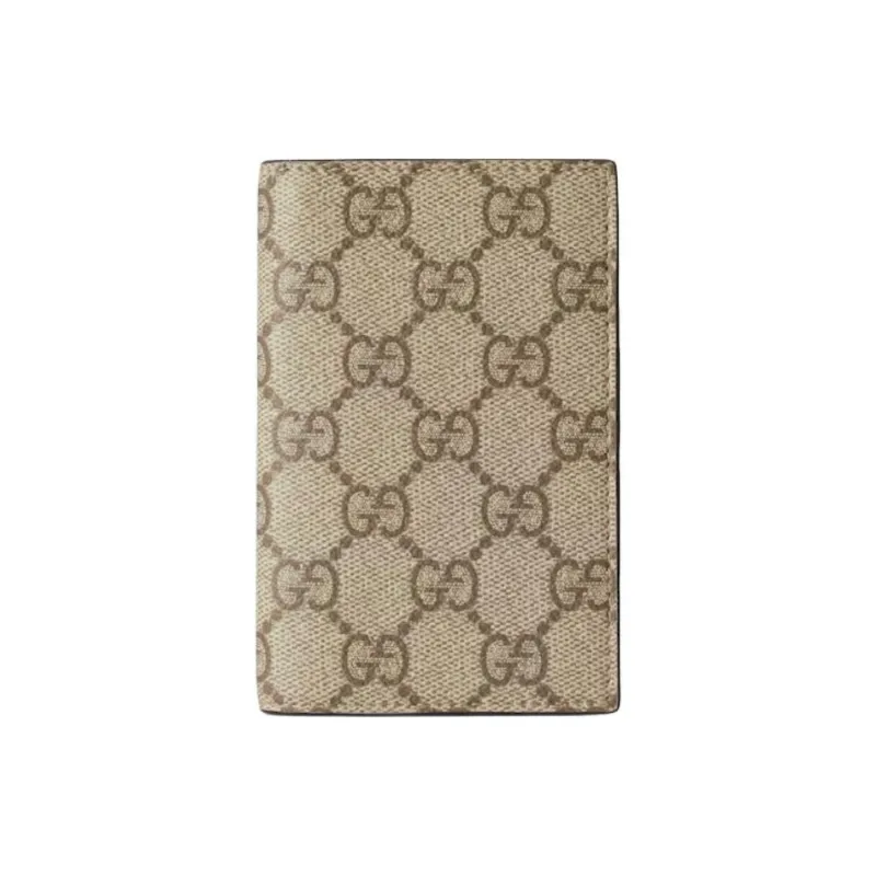 GUCCI GG Emblem Coated Fabric Card Holder Men's Beige & Dark Brown-0
