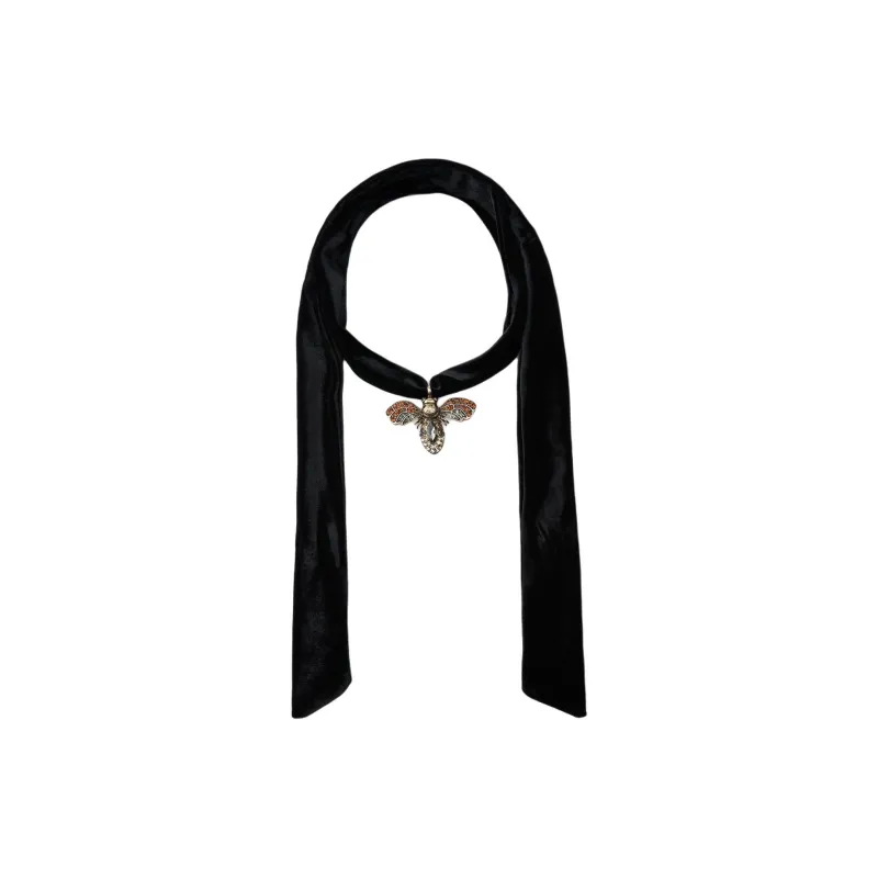 ZARA Velvet Metal Polyester Zinc Glass Necklaces Women's Gold-2