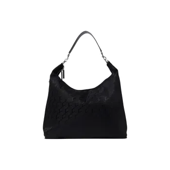 MCM Aren Jacquard Nylon With Nappa Leather Trim Portable Crossbody Bag Shoulder Bag Medium Size Women's Black