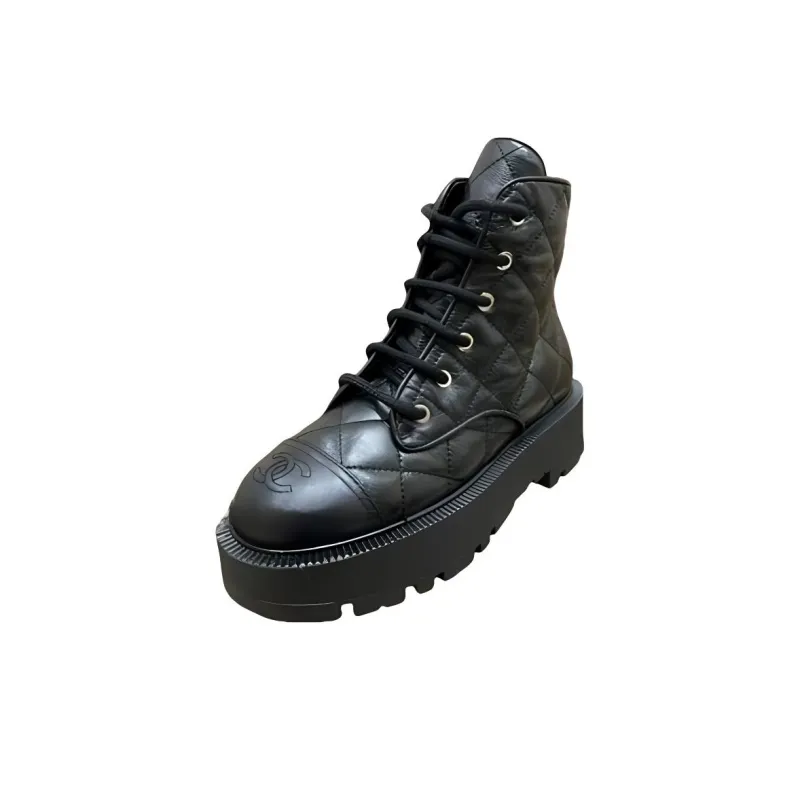 CHANEL Short Martin Boot Women's Black-2