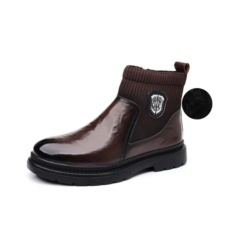 XIAOTOULANG Ankle Boots Men Black/Brown-14