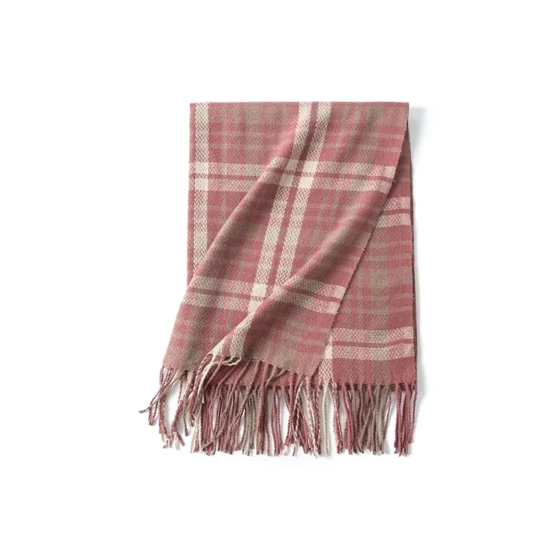 PISHUSHU Polyester Knit Scarves Unisex Pink-4