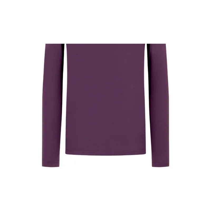 EMPORIO ARMANI Logo Embroidery Collar Slim Fit Long Sleeved Polo Shirt T Shirt Men's Dark Reddish Purple-5