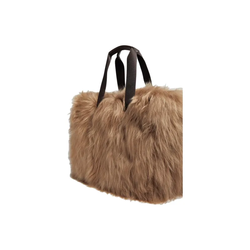 Moncler Shearling Tote Bag, Shopping Bag, Handbag Women's Camel Beige-2