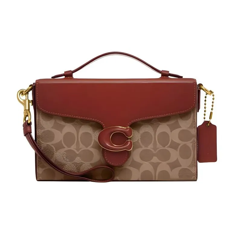 COACH Tabby PVC Small Square Bag, Crossbody Bag, Shoulder Bag, Handbag Medium Size Women's Red & Brown Monogram-0