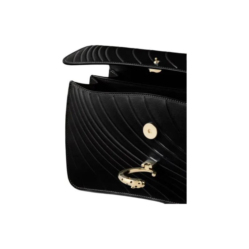 CARTIER Panthère De Cartier Calfskin Shoulder Bag Small Size Women's Black-1