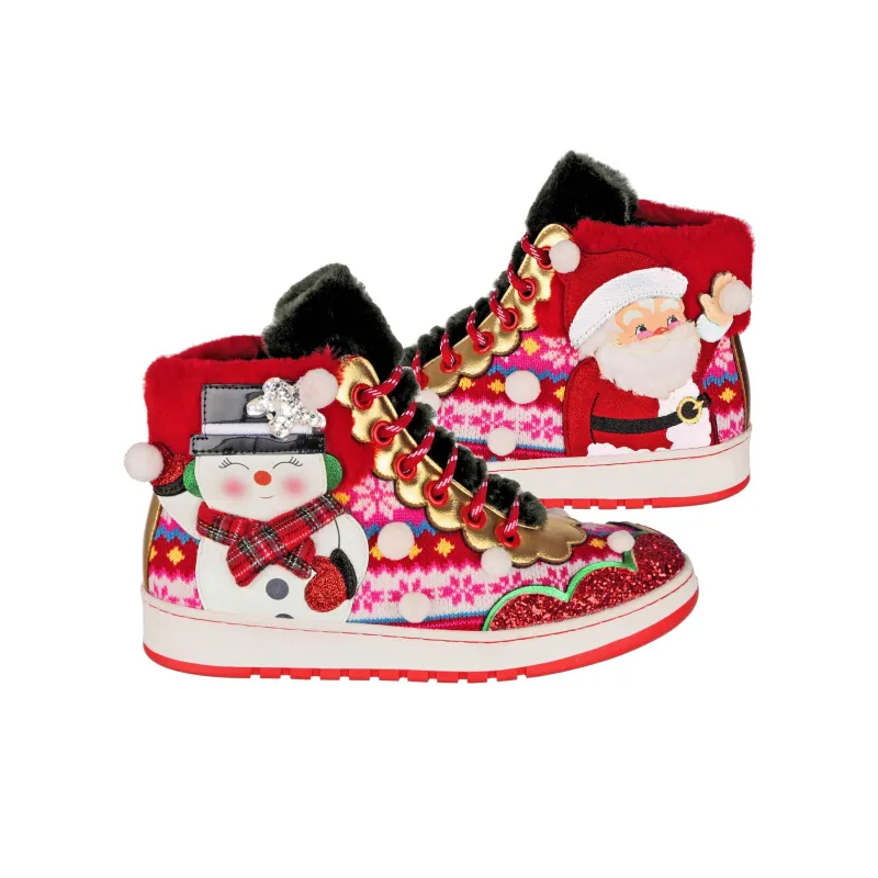 IRREGULAR CHOICE Snowball Fight High-Top Skateboard Shoes Unisex Red-4