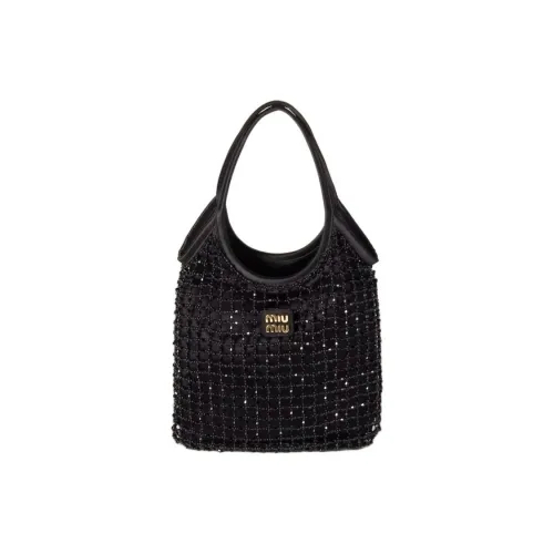 MIU MIU Ivy Silk One Shoulder Handbags Regular Women's Black