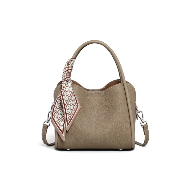 VINEY Cow Leather Handbag, Shoulder Bag, Crossbody Bag Regular Women's Elephant Gray-3