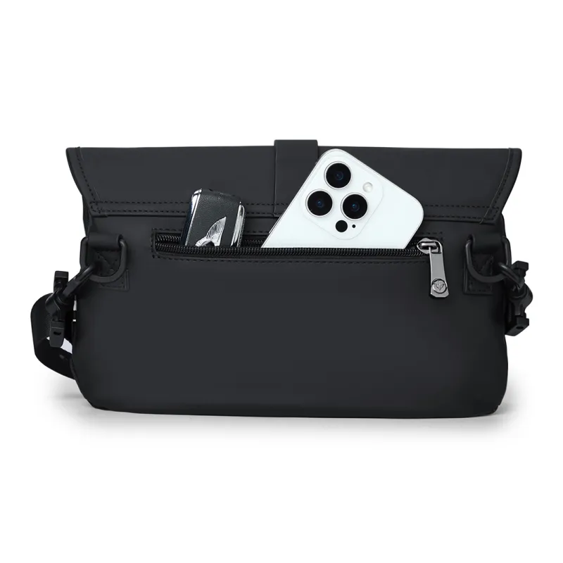 WilliamPOLO PU Flap Versatile Urban Techwear Crossbody Bag Shoulder Bag Regular Men's Black-2