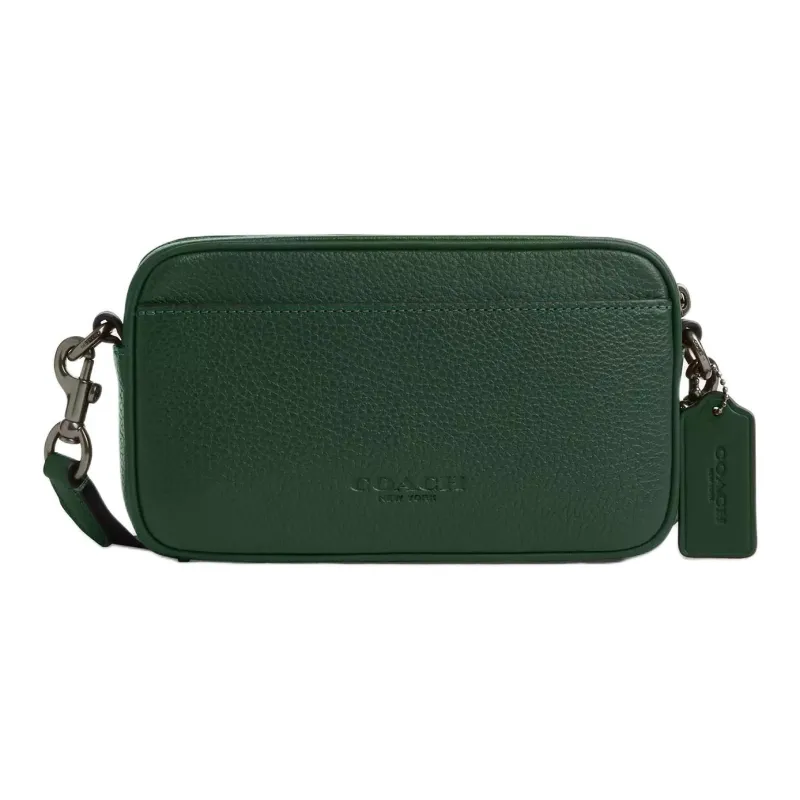 COACH Leather With Calfskin Shoulder Bag, Crossbody Bag Small Size Women's Hunter Green-0