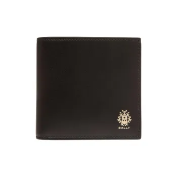 BALLY Smooth Cow Leather Split Leather Wallet Men's Black