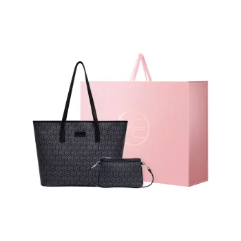 HE BAO BAO PVC Polyvinyl Chloride Tote Bag Shopping Bag Shoulder Bags Women's Black/Gray