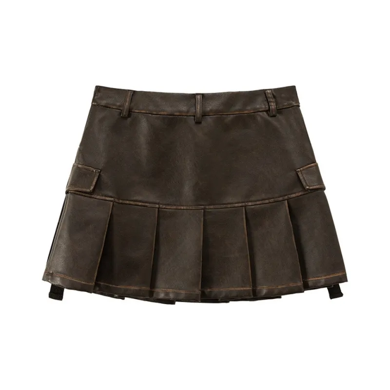 CHUU Casual Short Skirts Women's Red Brown-1