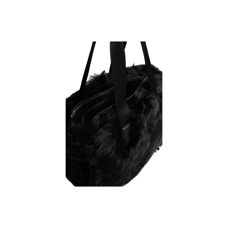 Moncler Shearling Tote Bag, Shopping Bag, Handbag Tubas Women's Black-3