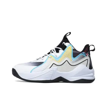 Meiretu Cushioned Wear Resistant Coverage Mid Top Basketball Shoes Unisex White Black