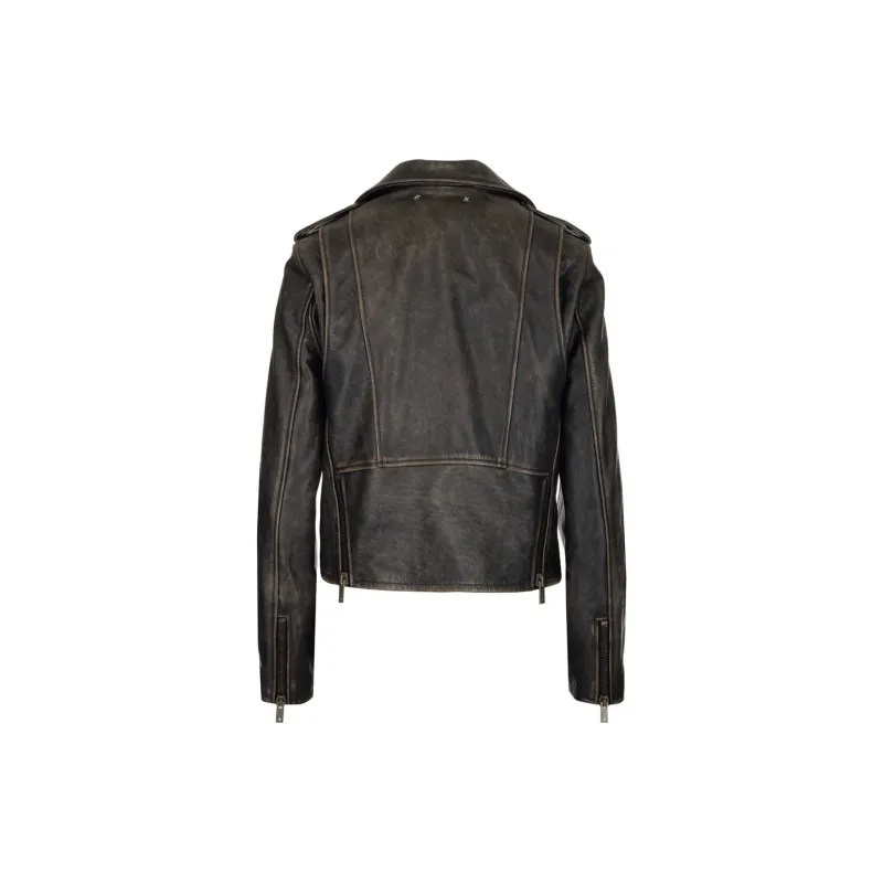 Golden Goose Cracked Effect Leather Biker Jacket-1