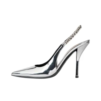 GUCCI Signoria Slim Heel High Heels 10.4cm Women's Silver