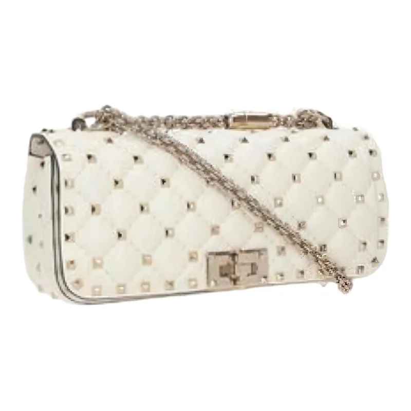 Valentino Quilting Leather Portable Crossbody Bag Shoulder Bag Women's White-2