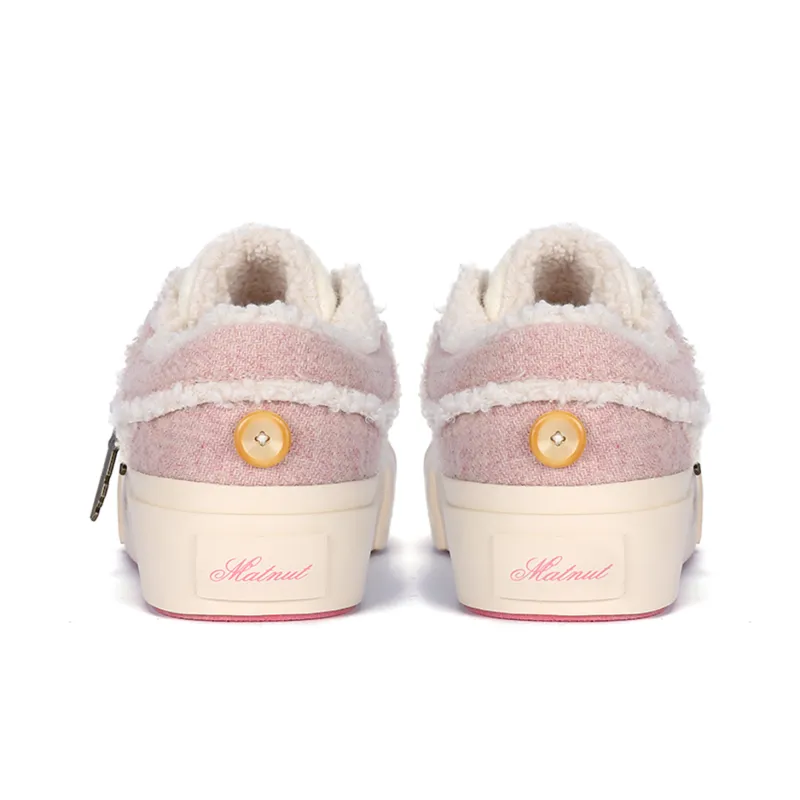 MATNUT Height Increasing Slip Resistant Low Top Skateboard Shoes Unisex Pink-4