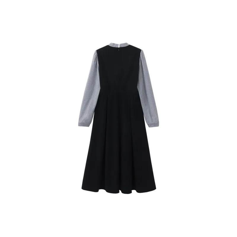 Alxnan Long Sleeved Dresses Women's Black-1