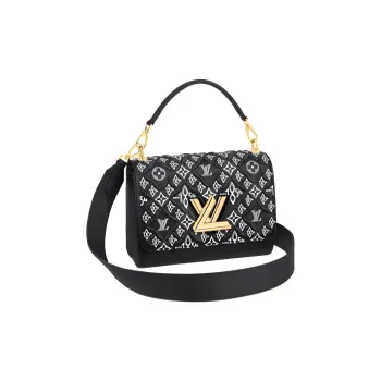 LOUIS VUITTON Twist Calfskin Handbag, Shoulder Bag, Crossbody Bag Medium Size Women's Black