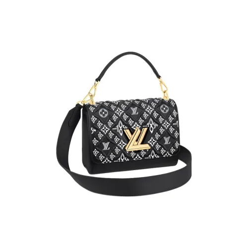 LOUIS VUITTON Twist Calfskin Handbag, Shoulder Bag, Crossbody Bag Medium Size Women's Black
