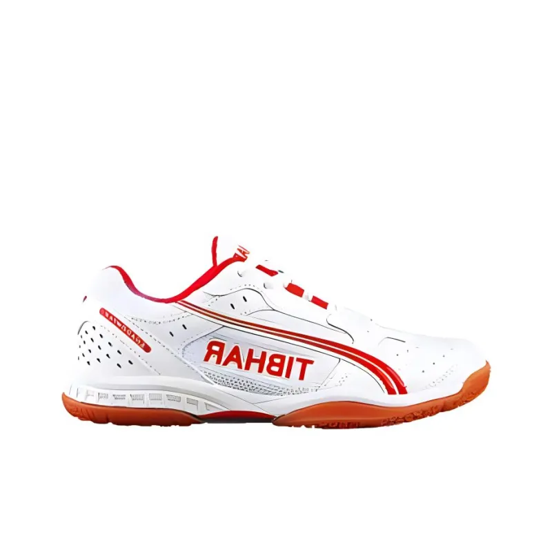 TIBHAR Dancing In The Air Cushioned Slip Resistant Low Top Training Shoes Unisex White Red-1
