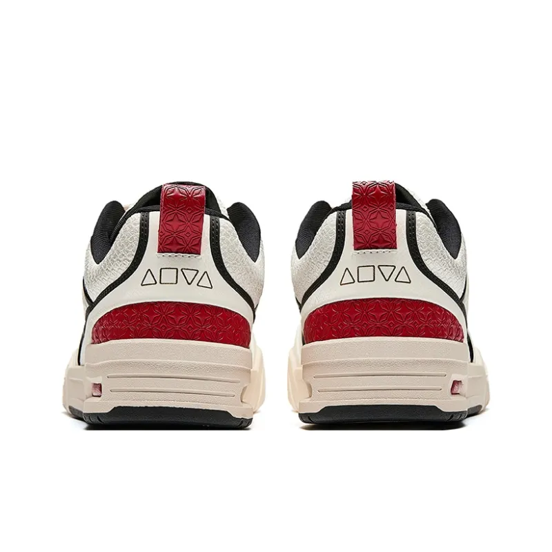 Anta Coverage Anti Slip And Wear Resistant Low Top Skateboard Shoes Men's Beige Black Red-3