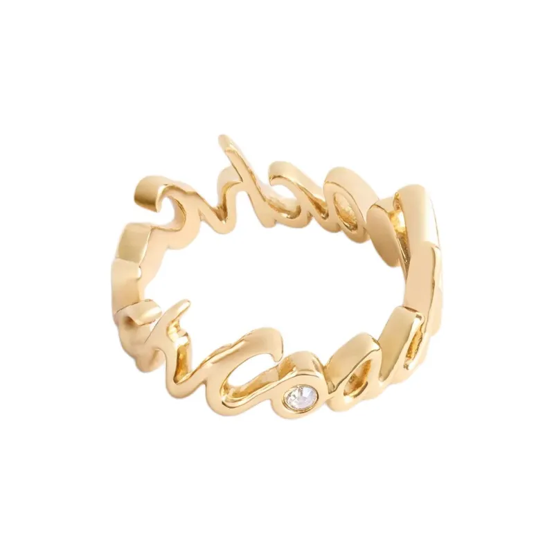 COACH Brass Plated Rings Unisex Gold-0
