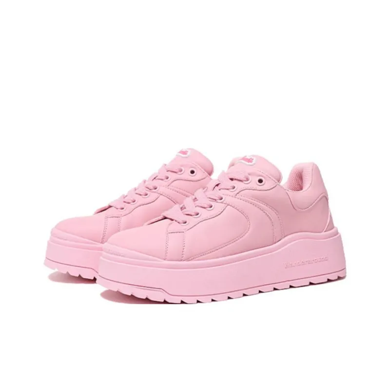 WANDER AROUND Anti Slip And Wear Resistant Height Increasing Low Top Skateboard Shoes Women's Pink-2